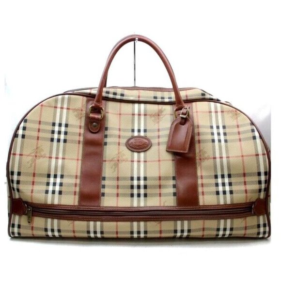 Auth Burberry Nova Check Travel Bag #6252B30